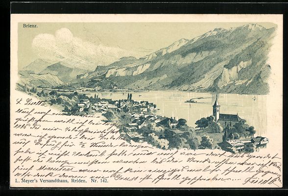 Ansichtskarten: Litho Brienz, Ortsansicht mit Blick übe – Gebraucht aus Berlin von bartko-reher