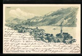 Litho Brienz, Ortsansicht mit Blick übe