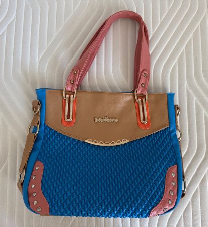 HANDTASCHE CA. 34x28x7cm, ASIEN, BUNT, MODISCH, MIT GURT
