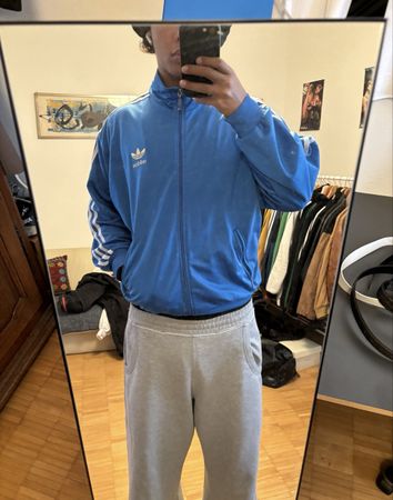 Adidas Trainingsjacke blau mit weissen Streifen L