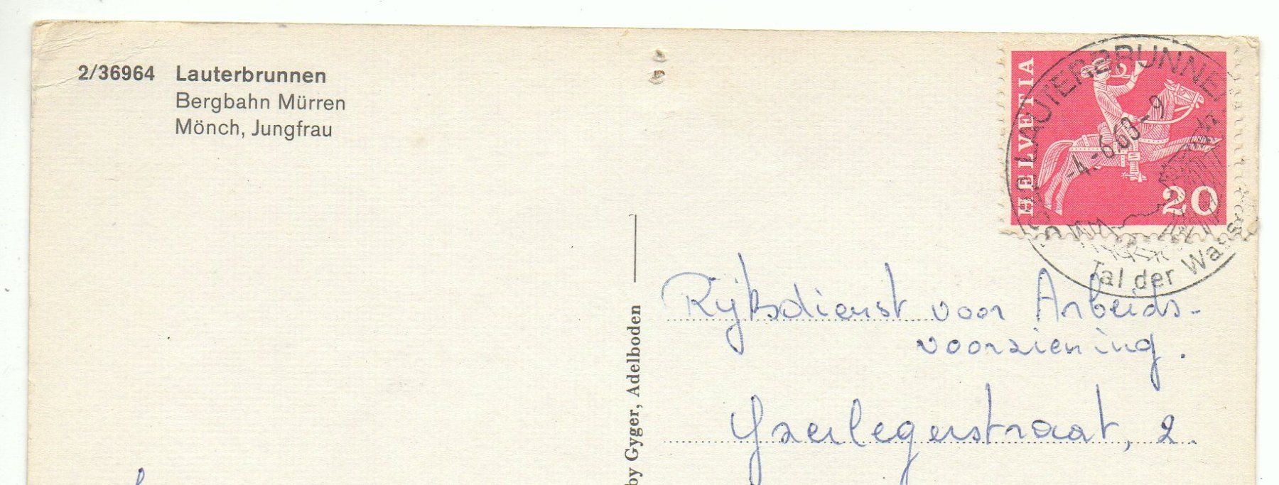 Cartoline postali: LAUTERBRUNNEN Bergbahn Mürren – Usato da Jona venduto da philajona 1