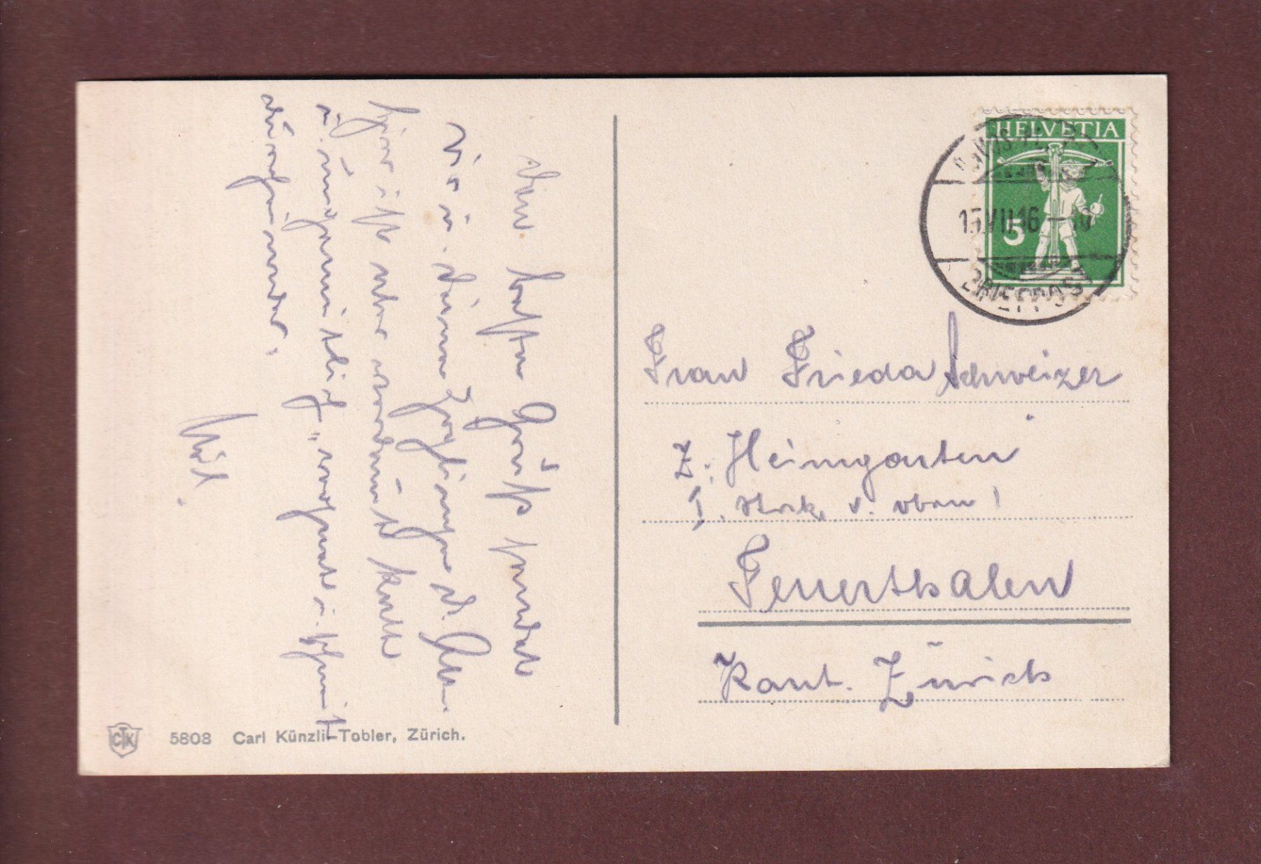 Cartoline postali: DAVOS - Teilansicht - Tinzenhorn - 1916 – Usato da Pully venduto da nicecards 1