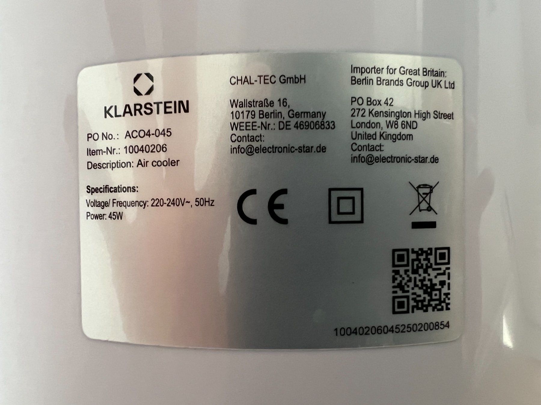 Climatiseurs: Klarstein Skyscraper Smart 210 m3/h weiss – D'occasion à Wengi b. Büren par Brb0 3