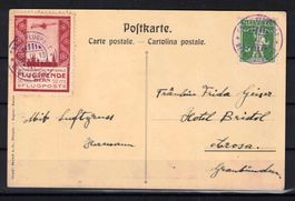 1913 Vorläufer III Bern auf Postkarte "Oskar Bider"