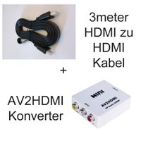 AV2HDMI Konverter plus 3meter HDMI zu HDMI Kabel flach