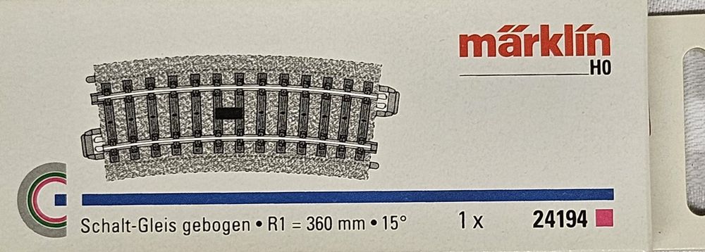 Märklin 24194 Schaltgleis gebogen C-Gleis Radius R1 = 360 mm (Neu und ...