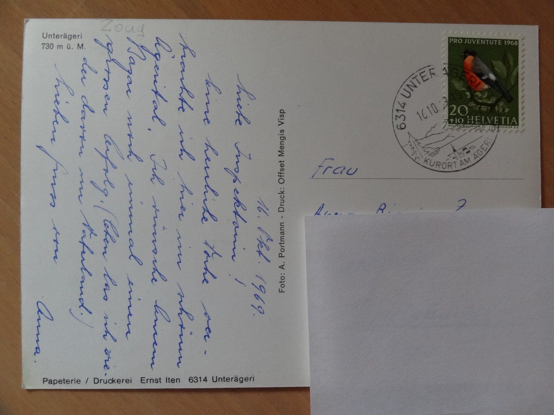 Cartoline postali: Unterägeri - ZG - 1969 – Usato da St Léonard venduto da Riglin 1