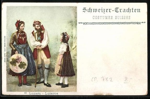 Cartoline postali: Luzern, Trachtengruppe mit Stickrahmen – Usato da Berlin venduto da bartko-reher