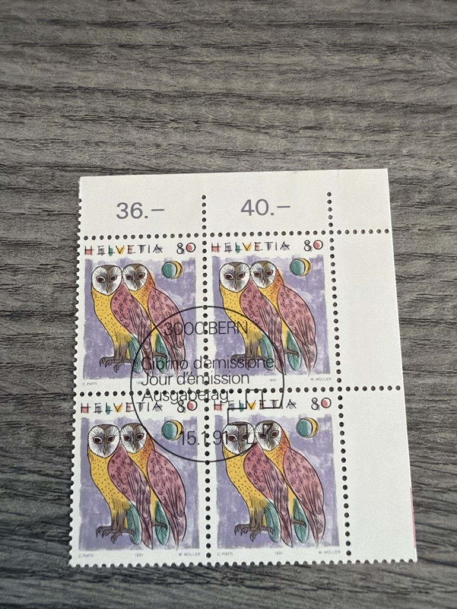Tutti i francobolli: Briefmarken Paar Eulen 15.1.91 80 Rappen – Nuovo (secondo la descrizione) da Tafers venduto da nicole.ts