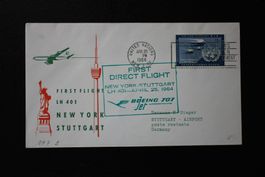 Erster Direktflug LH 401 New York-Stuttgart Boeing 707 Jet
