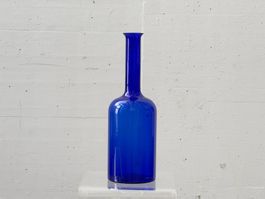 Kobaltblaue Vase aus mundgeblasenem Glas, 1970er Jahre