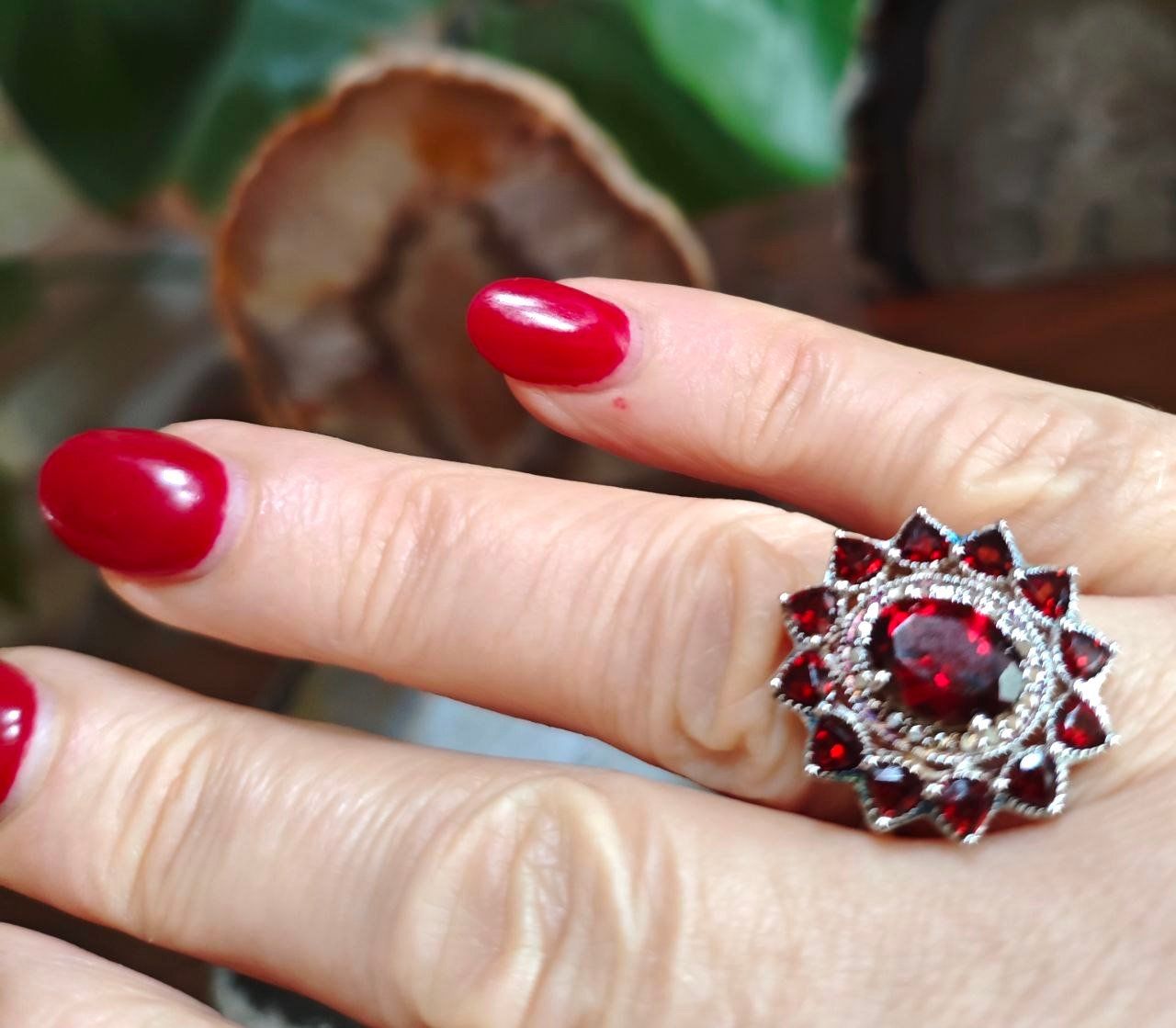 Anelli: ECHTGRANATST.RING ST.S.925° DM18, HANDARBEIT STEIN 3,5CARAT – Nuovo (secondo la descrizione) da Weiningen ZH venduto da actera 2