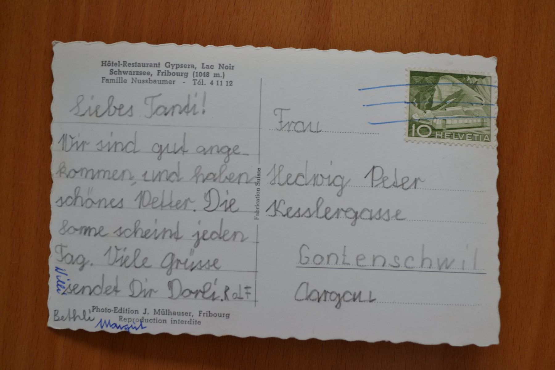 Cartoline postali: AK Schwarzsee FR – Usato da Beinwil am See venduto da kajak55 1