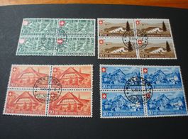 Pro Patria Satz 4erblocks 1945, sauber mittig o