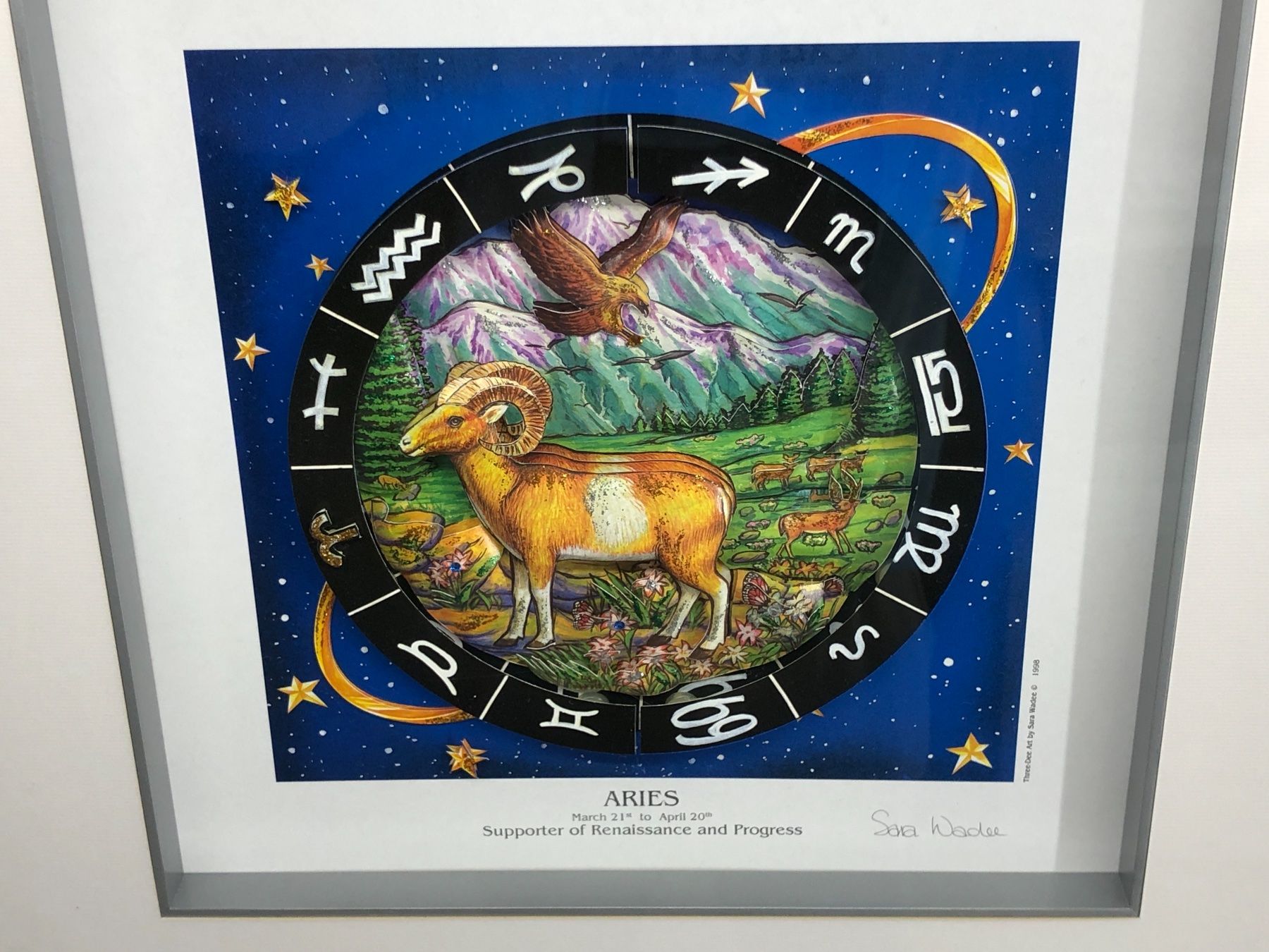 Gemälde: 3D Bild / Sternzeichen Widder / 40x40cm - Silber – Neu und originalverpackt aus Bergdietikon von Garak 3