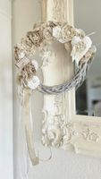 Geschenk Kranz Deko Shabby Chic Boho Rosen Türkranz Spitze
