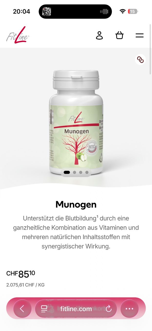 Fitline Cibi & Specialità: FitLine Munogen Nahrungsergänzungsmittel – Nuovo e nell'imballaggio originale da Wangen SZ venduto da Cabrio19 4