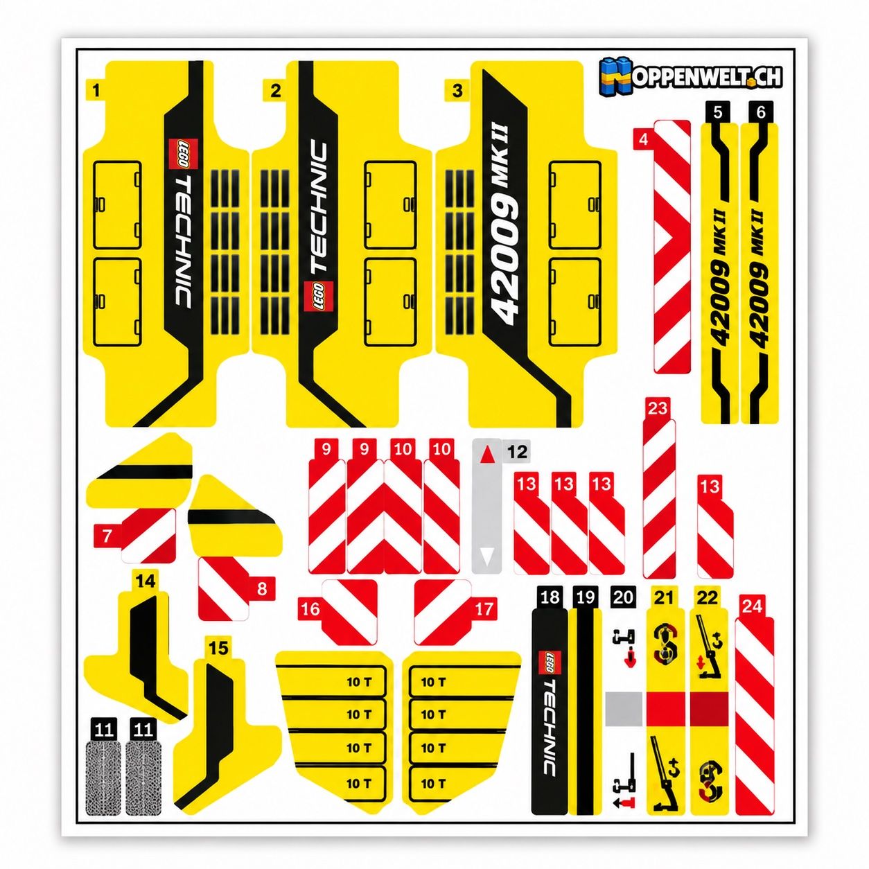 Sticker: Lego Technik 42009 Sticker Satz – Nuovo e nell'imballaggio originale da Schwenden venduto da Noppenwelt.ch