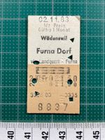 Wädenswil - Furna via Landquart, altes Bahn Billett
