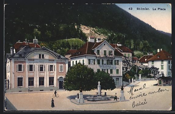Cartoline postali: AK St-Imier, La Place, 1920 – Usato da Berlin venduto da bartko-reher