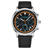 🇺🇸 Herrenuhr Stührling New York Chrono Leder Schwarz NEU