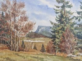 aquarelle de René Berthoud,  la dent de Vaulion