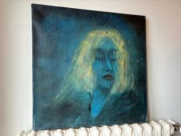Interesante Frauen Portret Acryl sig. retro  1975  Schweizer