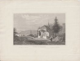 Kapelle am Morgarten, Stahlstich um 1835, Blick zur Kapelle