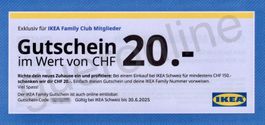 20.- IKEA Gutschein, SOFORTVERSAND, gültig bis 30.06.25