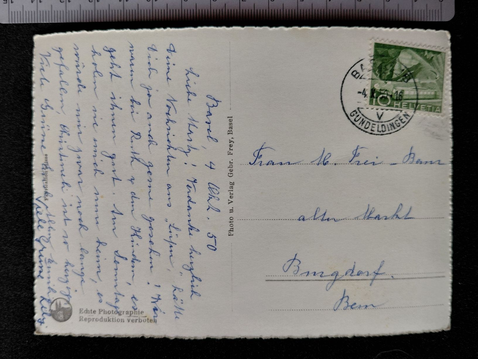 Cartoline postali: 1950 Ansichtskarte vom Marktplatz und Rathaus Basel – Usato da Heimiswil venduto da Ayvi 1