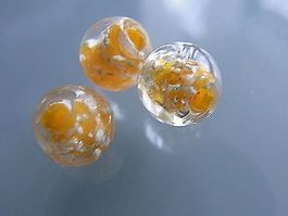 Glasperlen orange, 6mm, glow in the dark 5 Stück
