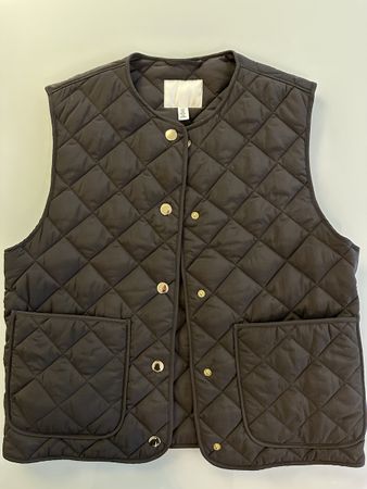 H&M Quilted Vest Dark Brown Snap Buttons Size S, wie neu