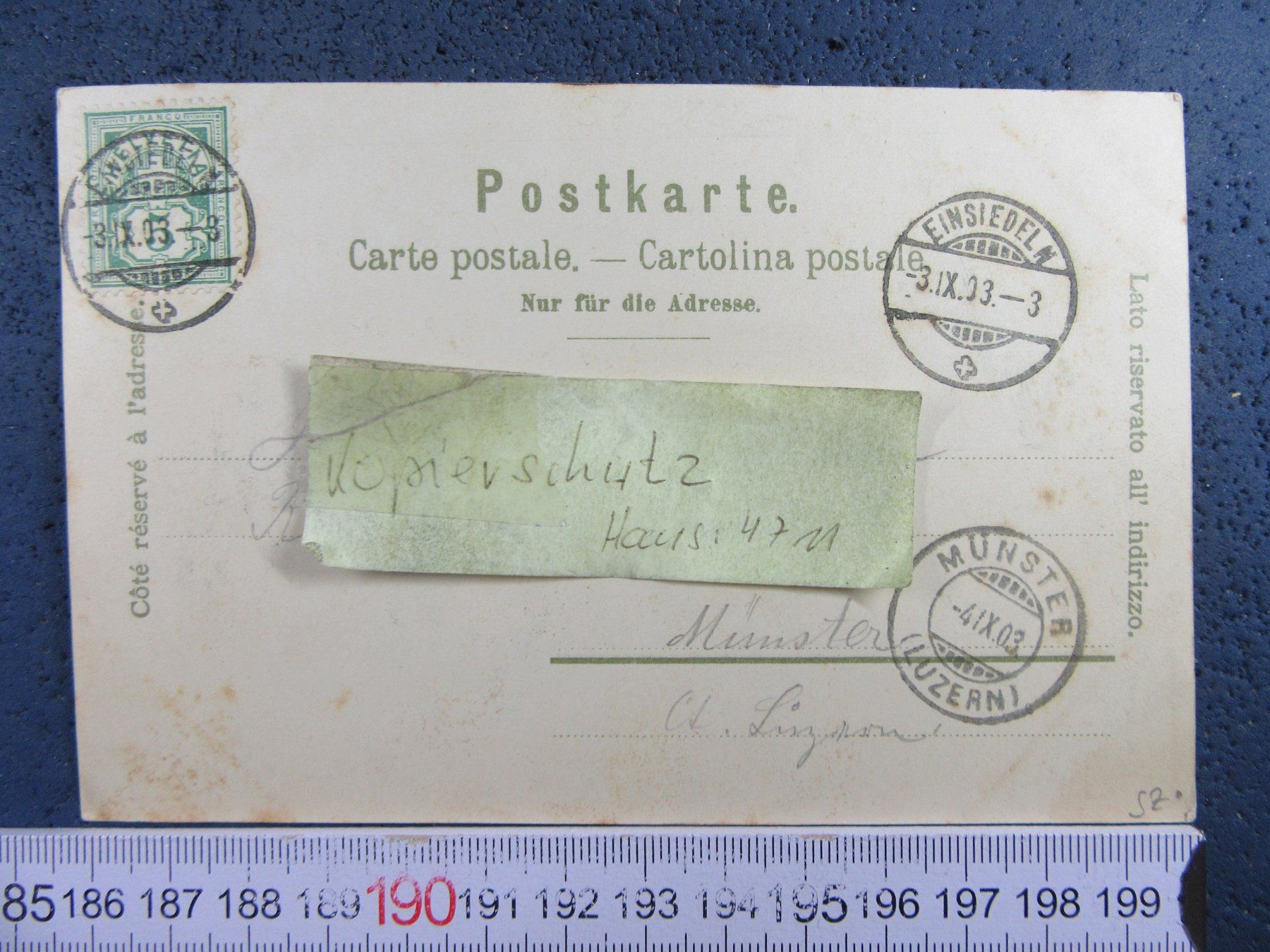 Ansichtskarten: GRUSS AUS EINSIEDELN 1903 MIT GNADEN-MUTTER SZ AK – Gebraucht aus Ettingen von Hausi4711 1