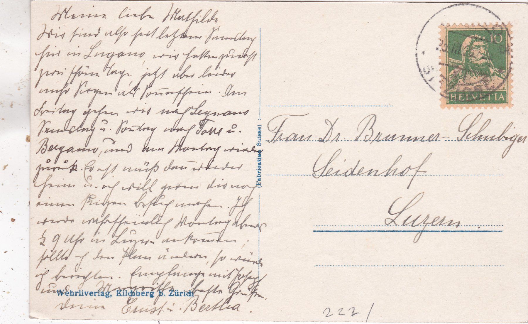 Cartoline postali: Lugano Quai 1925 – Usato da Herisau venduto da Lisegrat2008 1