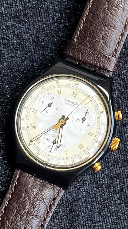 Swatch Orologi: Swatch  Uhr Chronograph  Lederband – Usato da Grenchen venduto da chththl