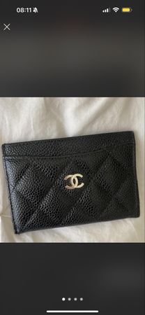 Porte-cartes CHANEL cuir noir matelassé bon état