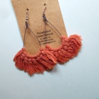 Ohrhänger Knüpfglück, silber, orange /kupfer