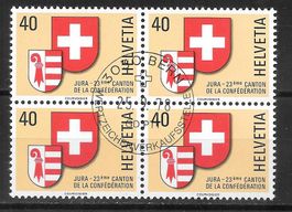 Viererblock 621 Jura gestempelt ET Bern 25.9.1978