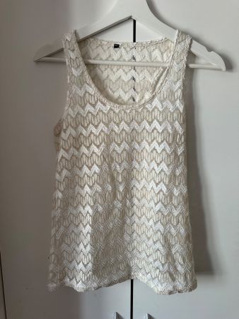 Damen Top Zebra Spitze creme Grösse XS neuwertig