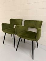 Set of 2 Dining Chairs SANILAC Velvet Olive Green - Beliani
