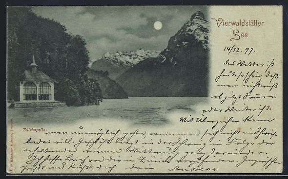 Cartoline postali: Mondschein-AK Tellskapelle /Vierwaldst – Usato da Berlin venduto da bartko-reher