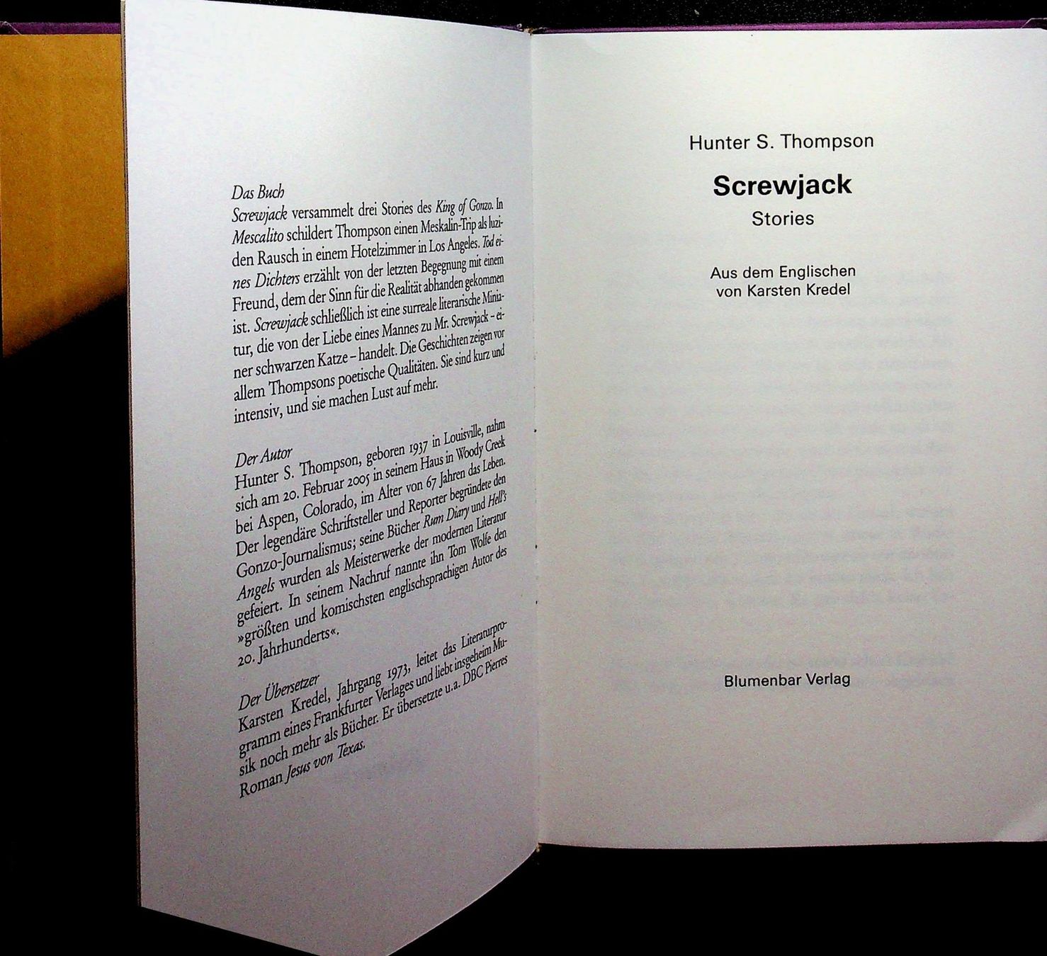 Libri: Hunter S. Tompson Screwjack Stories – Usato da Reitnau venduto da Zaomir 1