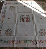 Leinen Mitteldecke Abc. reprint