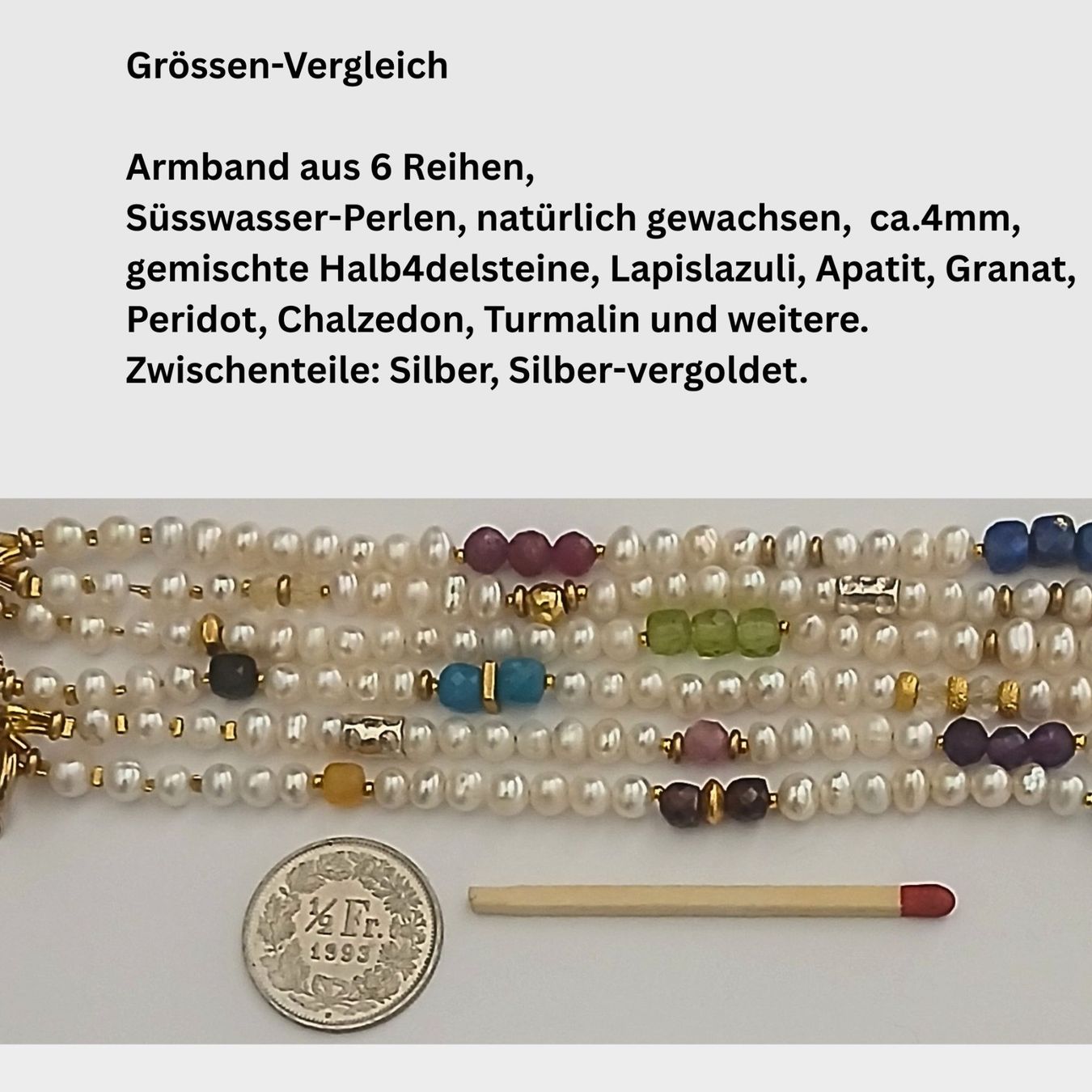 Bracelets: Statement-Perlenarmband mit Halbedelstein  - 6-reihig Unikat – Neuf avec emballage d'origine à Lütisburg par Emarra 7