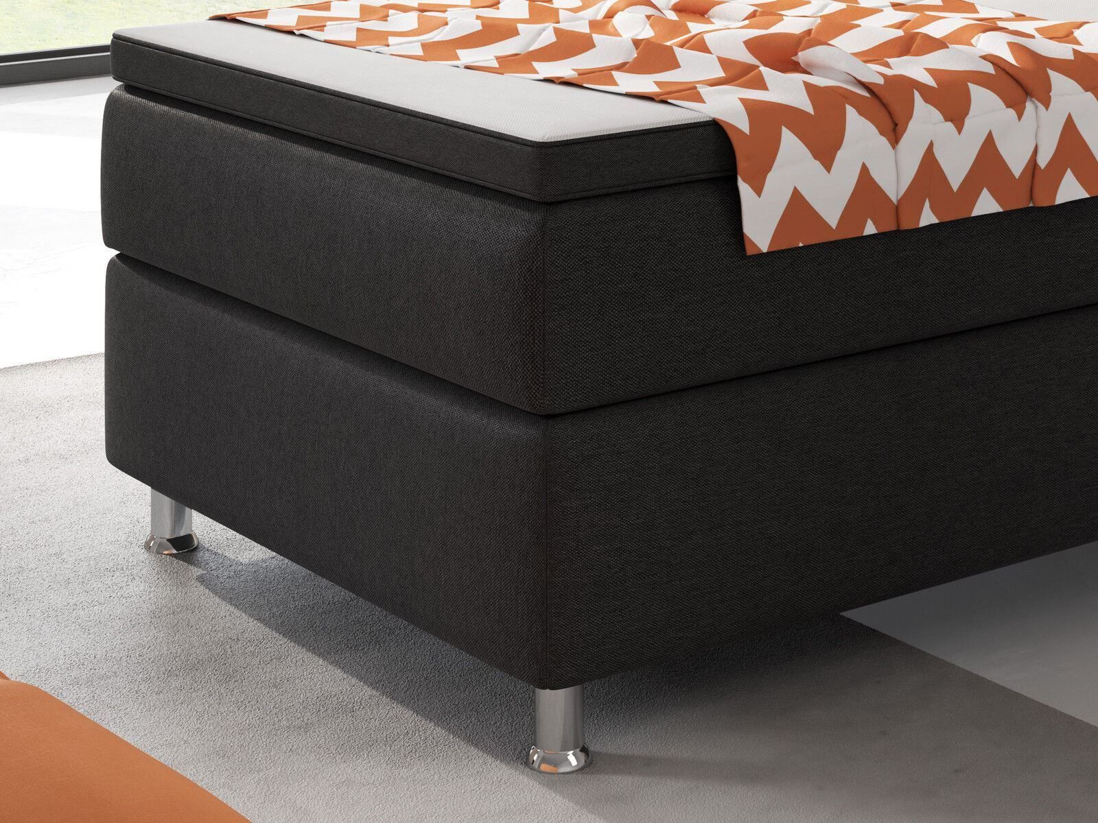 Betten: Boxspringbett 90x200 Schwarz Einzelbett Hotelbett Bett – Neu und originalverpackt aus Wallenwil von toesstal-vertrieb 4