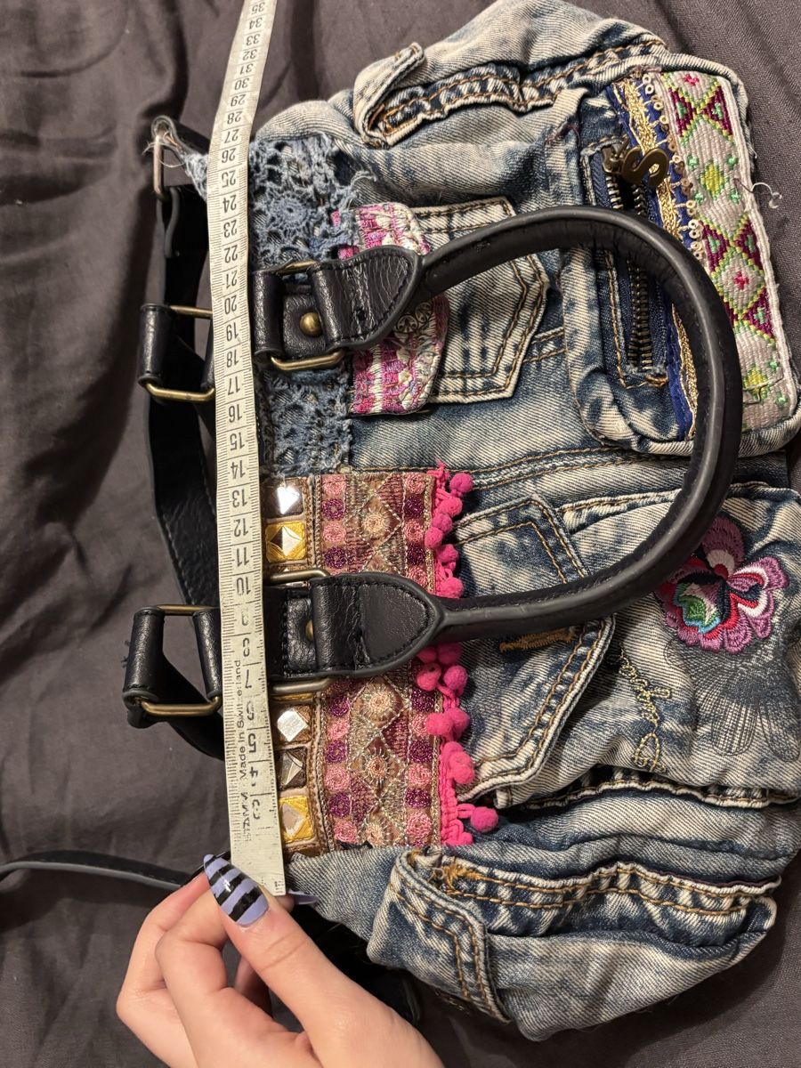 Taschen für Damen: Denim handbag embellished with ethnic patterns and sequins – Gebraucht aus La Chaux-de-Fonds von joa_jk5g 1
