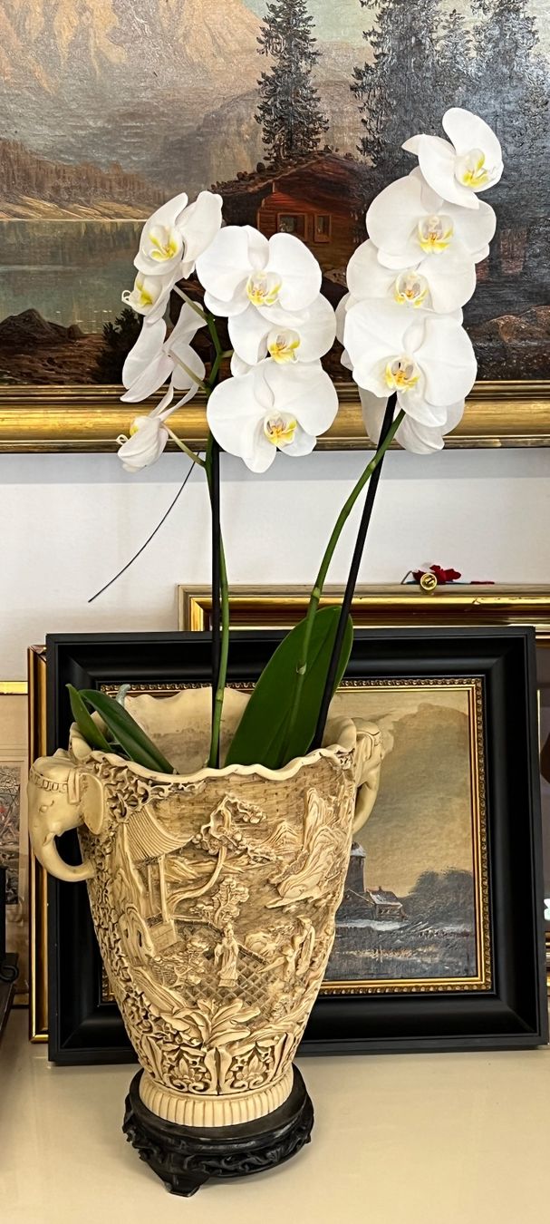 Alle Dekorationen: Asiatika: Cache Pot /  Vase in Elfenbein-Imitat – Gebraucht aus Stetten AG von Brissago25 1