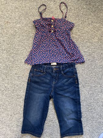 Susses Sommer-Set, Top YD Gr.128, Jeans Gap Gr.12 wie neu!