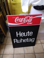 Coca-Cola Werbeschild Heute Ruhetag Kunststoff gebraucht