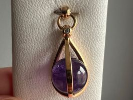 Anhänger 750 Rotgold mit Amethyst (12 mm) und 1 Bri.